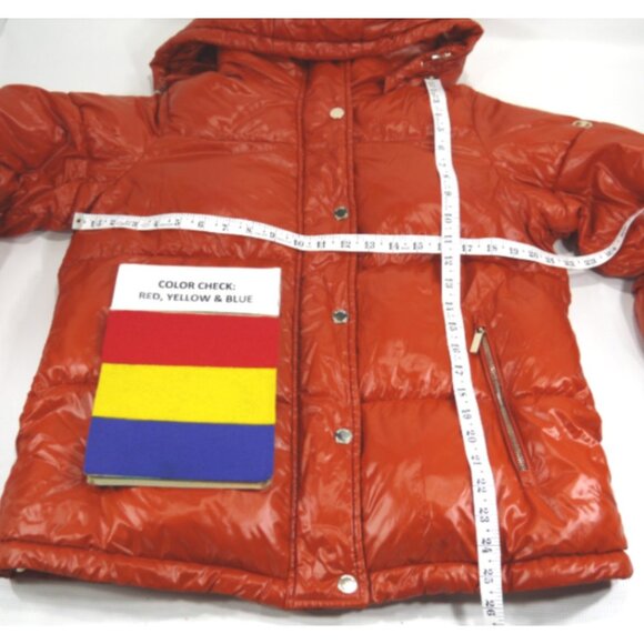 Michael MICHAEL KORS orange puffer jacket coat with removable hood Women's M - Picture 2 of 6
